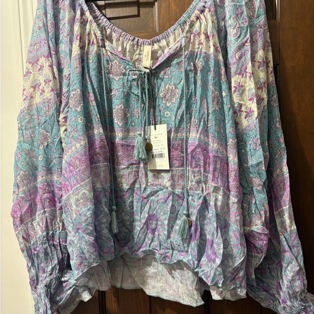 Spell & the Gypsy Collective Lovers Beach Tie Blouse Size XXL Paradise NWT - Picture 5 of 7